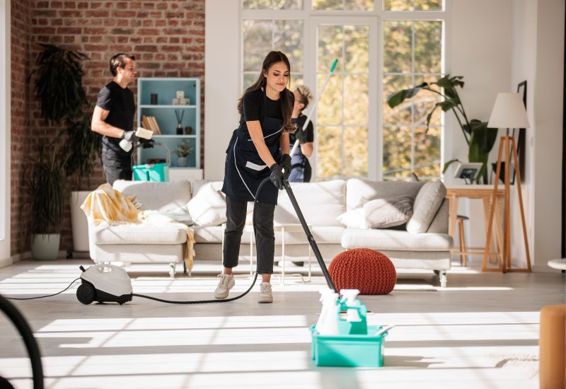 The Perfectionist Cleaning Services Crew Uses a Steam Cleaner in Phoenix, AZ